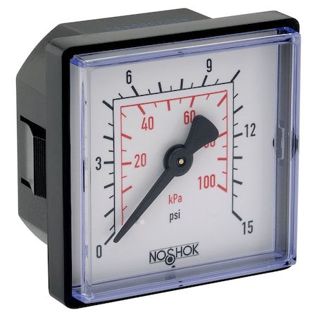 Noshok Pressure Gauge, 4" ABS Case, Copper Alloy Internals, 1000 psi/kPa, 1/4 NPT Male Bottom Conn 40-100-1000-psi/kPa